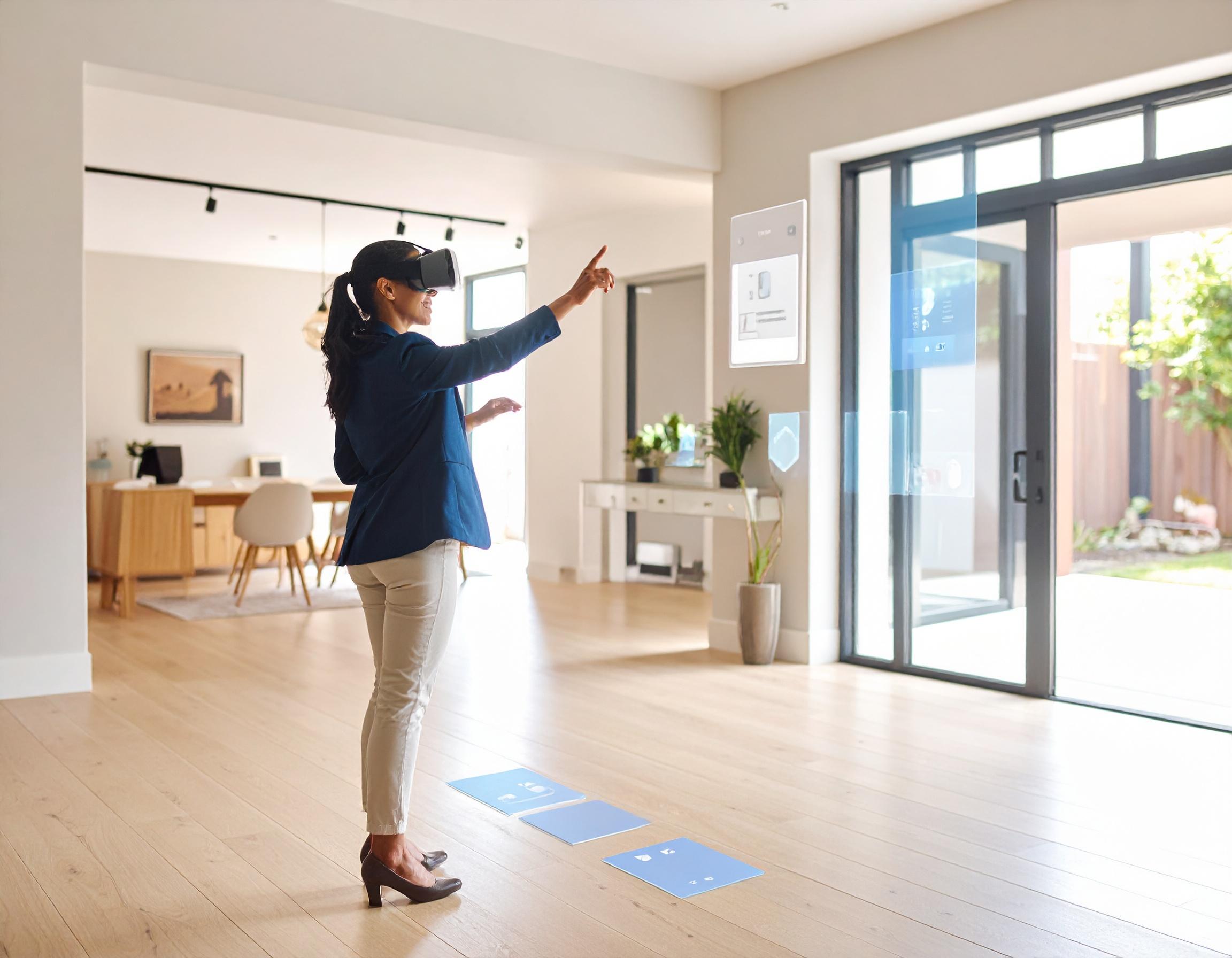 360-degree virtual tour of a furnished apartment viewed through digital interface